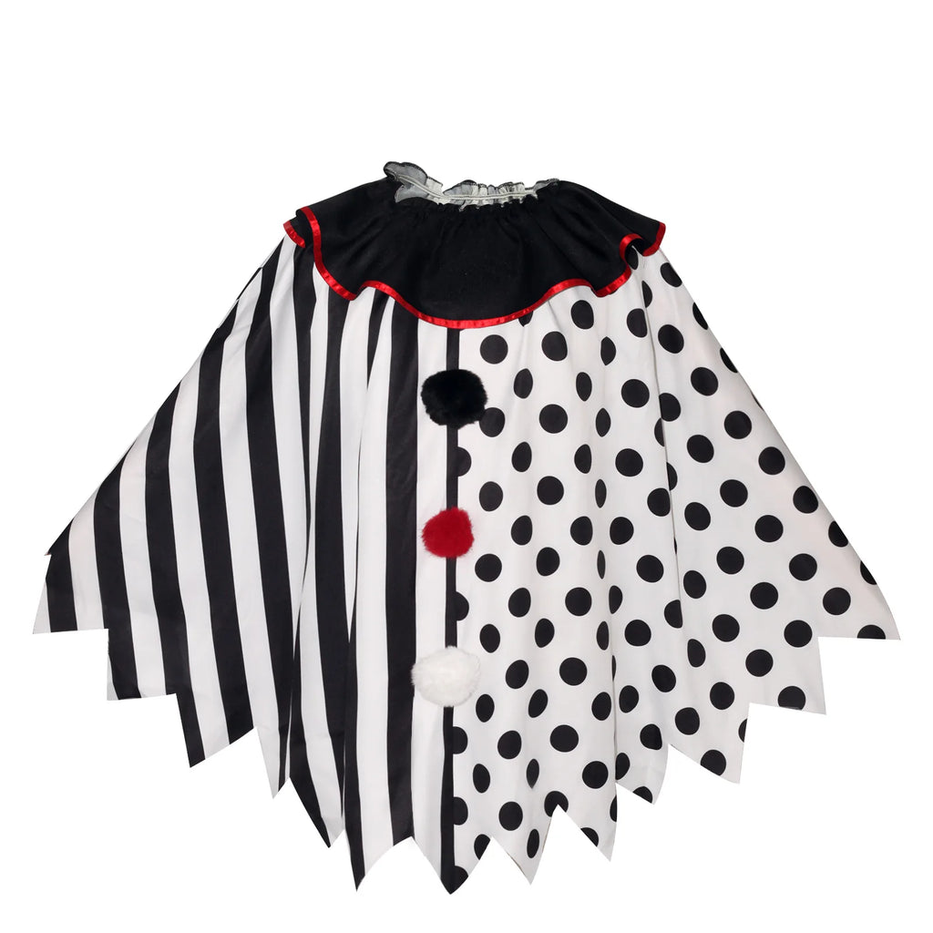 Horror Clown Cos Costume Halloween Women's Black and White Cloak Masquerade Adult Cosplay Role-playing Costume - Big Tim's Magic Emporium
