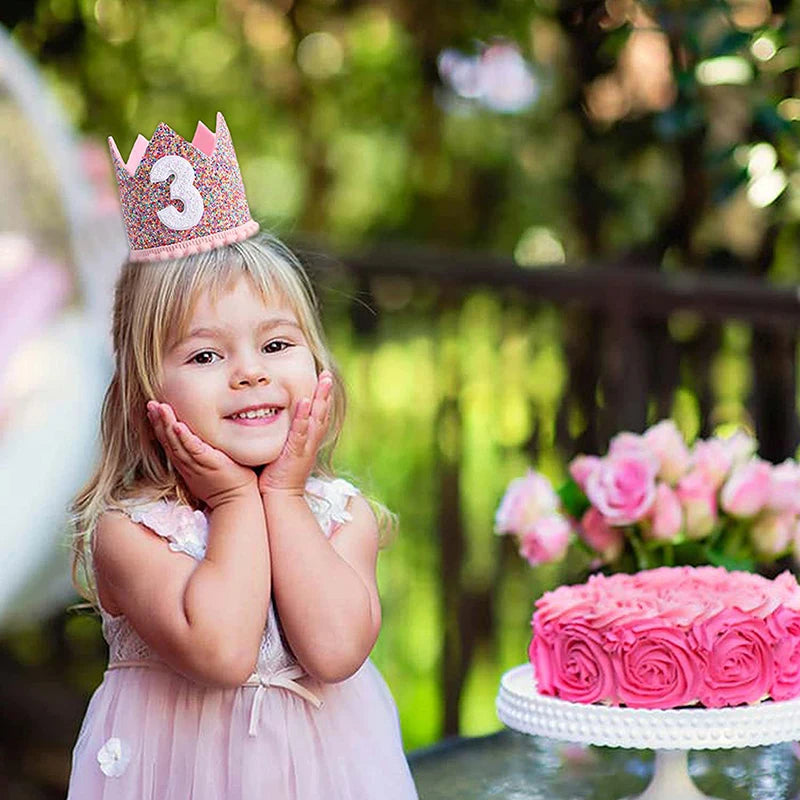 Birthday Party Hats Half Year Old Birthday Cap Baby Shower Princess Crown 1st 2nd 3rd 4th Year Old Number Kids Birthday Headband - Big Tim's Magic Emporium