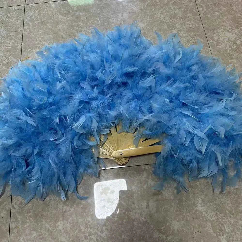 70*40cm Large Pink Feather Fan Stage Performance Dance Fan Photography Props Lolita Feather Folding Fan Wedding Party Decoration