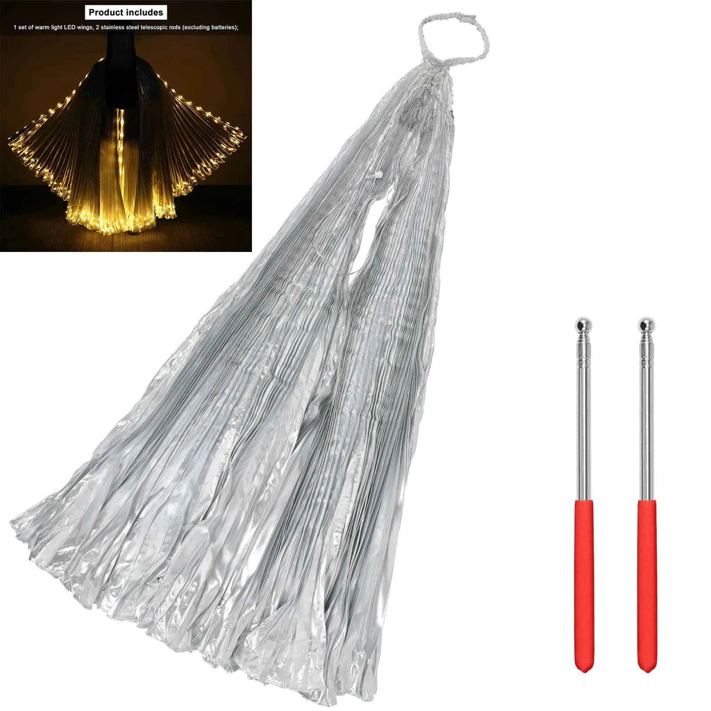 LED Luminescent Cloak Adult Dancers Luminous Butterfly Wing Stage Performance Belly Dancing Party Photo Prop Telescopic Sticks