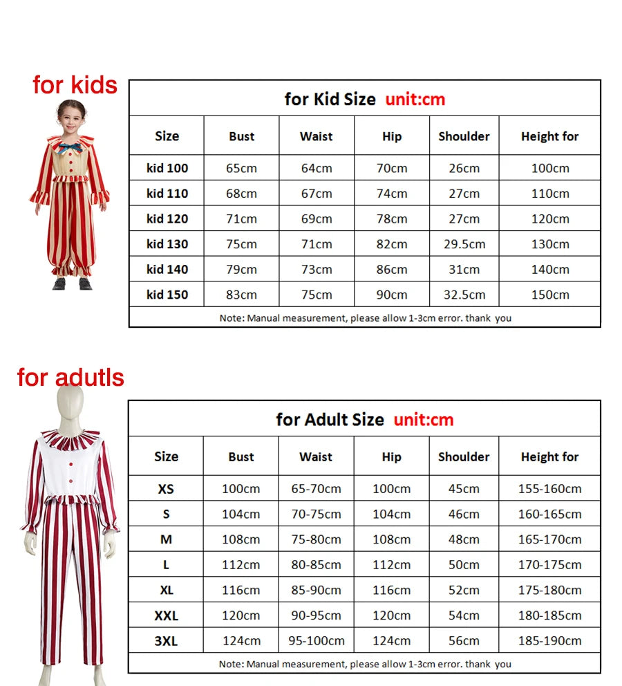 Clown Cosplay Costume New Movie Clown in A Cornfield Cosplay Jumpsuit Terror Play Outfit Kid Adult Halloween Party Clown Clothes - Big Tim's Magic Emporium