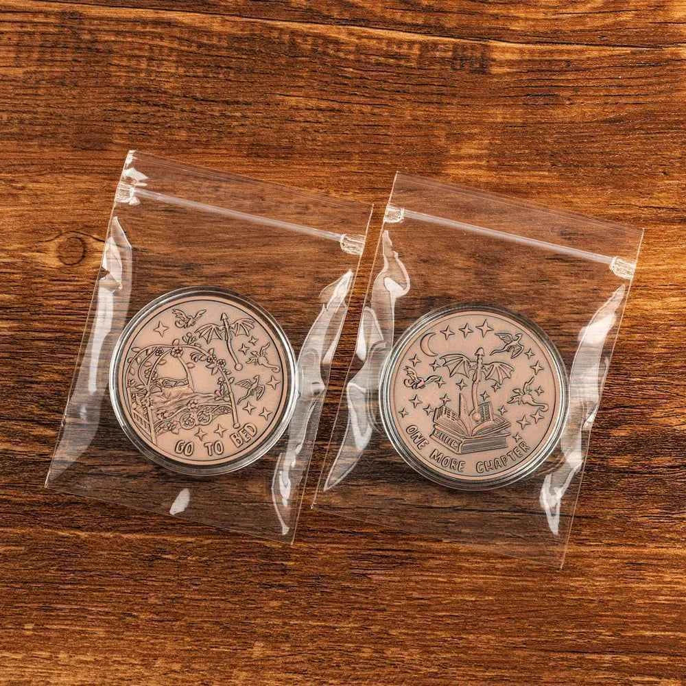 New Red Copper Magic Decision Coin Go To Bed or One More Chapter Creative Souvenir Coins Home Decor