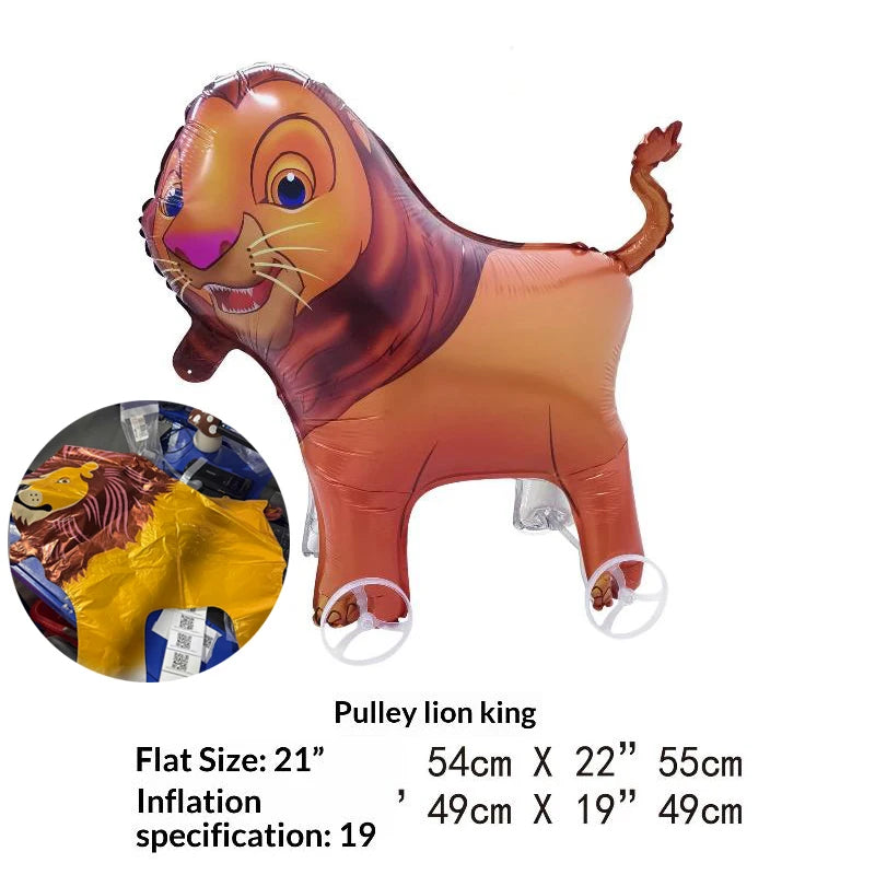 For Kids Birthday Party Decoration Baby Shower 4D Cartoon Foil Balloons Elephant Stand Walking Balloon With Wheel