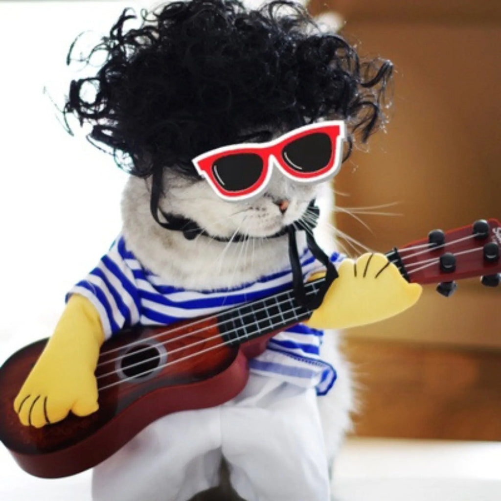 Pet Guitar Costume Funny Dog Costumes Guitarist Player Halloween Christmas Cosplay Party Dog Cat Clothes Dressing Up Outfits