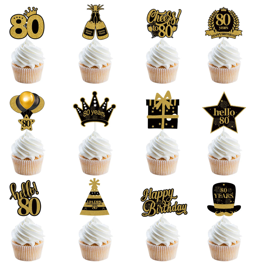 30th 40th 50th 60th Birthday Party Cake Toppers Black Gold Birthday Party Cake Decoration 18 30 40 50 60 Year Birthday Supplies