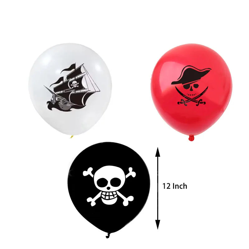 12PCS Pirate Theme Party Balloon Skeleton Props Halloween Party Decor Happy Birthday Party Decoration Kids Carnival Party Supply - Big Tim's Magic Emporium