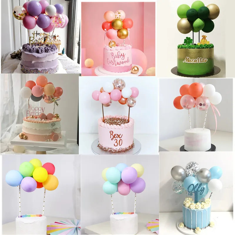 10pcs 5 Inch Balloon Cake Topper Confetti Balloon Birthday Party Dessert Decoration Baby Shower Wedding Decor Cake Supplies