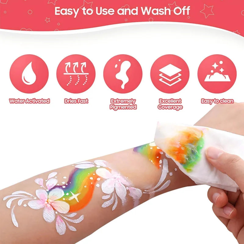 42 Color Face Painting Kit for Adults-Water Activated Paint Palette with Brush for Party,Tattoo,Carnival,Halloween,Makeup