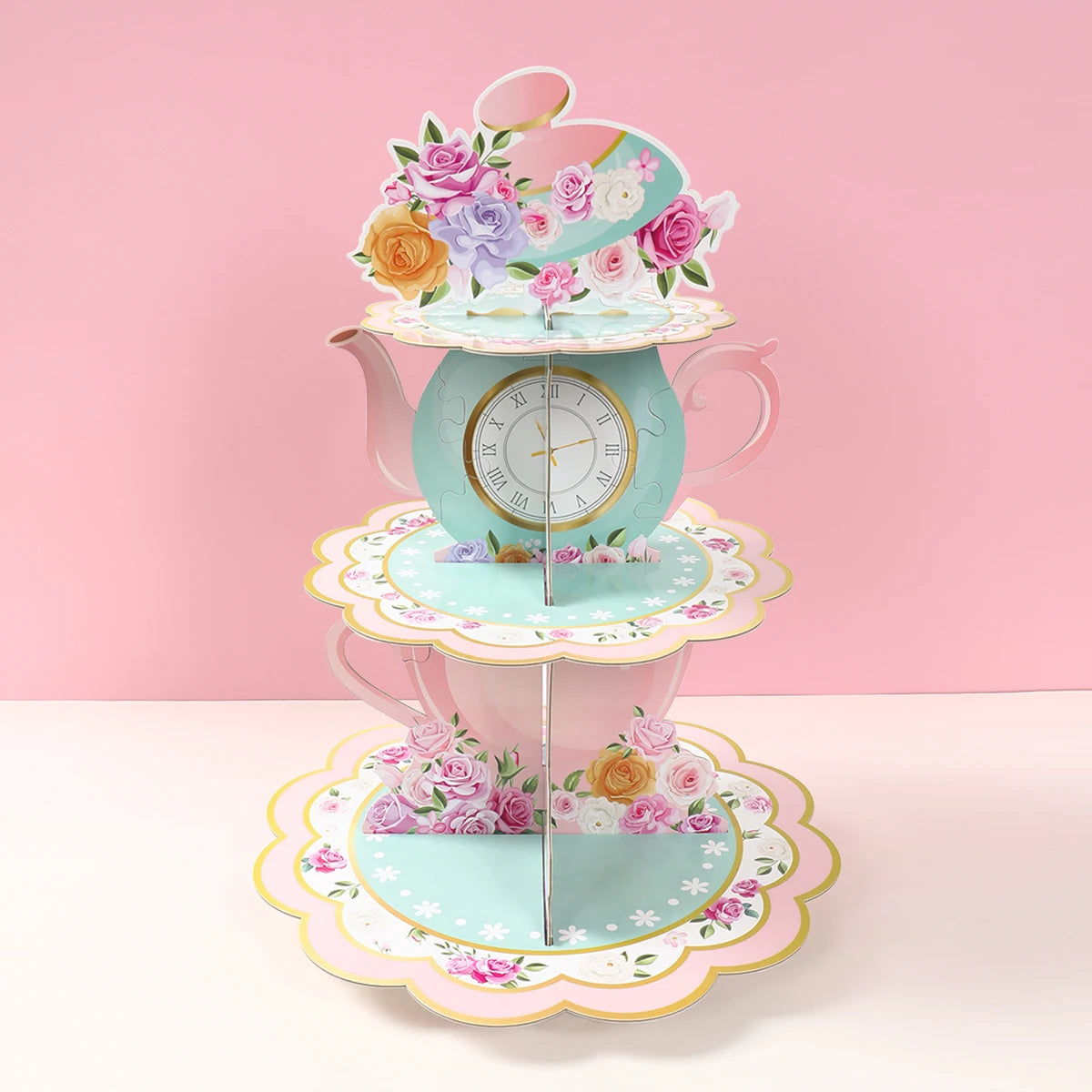 Pink Tea Party Cake Stand Birthday Party Decoration Kids Baby Shower Party Supplies Wedding Table Decor Afternoon Tea Party - Big Tim's Magic Emporium