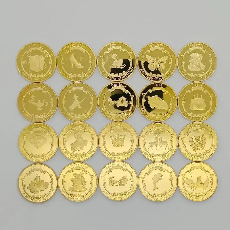 Tooth Fairy Gold Plated Commemorative Coin Creative Kids Tooth Change Gifts Physical Metal Coin Crypto Commemorative Coin