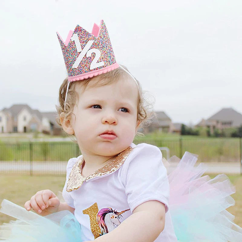 Birthday Party Hats Half Year Old Birthday Cap Baby Shower Princess Crown 1st 2nd 3rd 4th Year Old Number Kids Birthday Headband - Big Tim's Magic Emporium