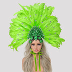 Caribbean Carnival Graduation Ball Feather Headdress & Stage Hair Accessory