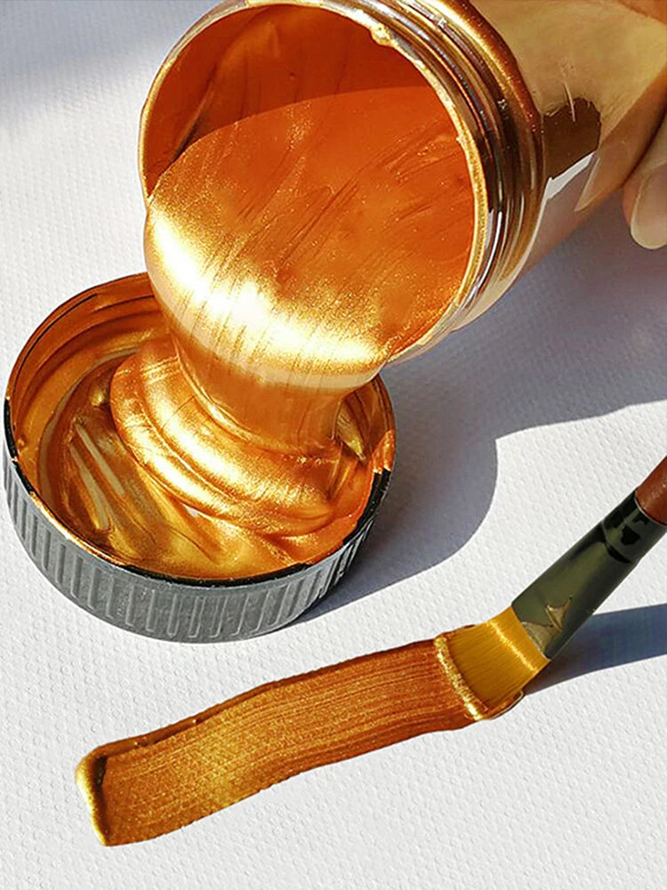 100ml Gold Paint Metallic Acrylic Paint,waterproof Not Faded for Statuary Coloring DIY Hand Clothes Painted Graffiti Pigments