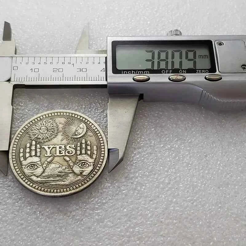 Yes/No Ouija Gothic Prediction Decision Coin All Seeing Eye or Death Angel Nickel USA Morgan Dollar COIN COPY Type Commemorative