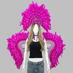 Carnival Elegant Ladies Feather Headdress Wings Two-Piece Role Play Catwalk Halloween Masquerade Carnival Party Suit