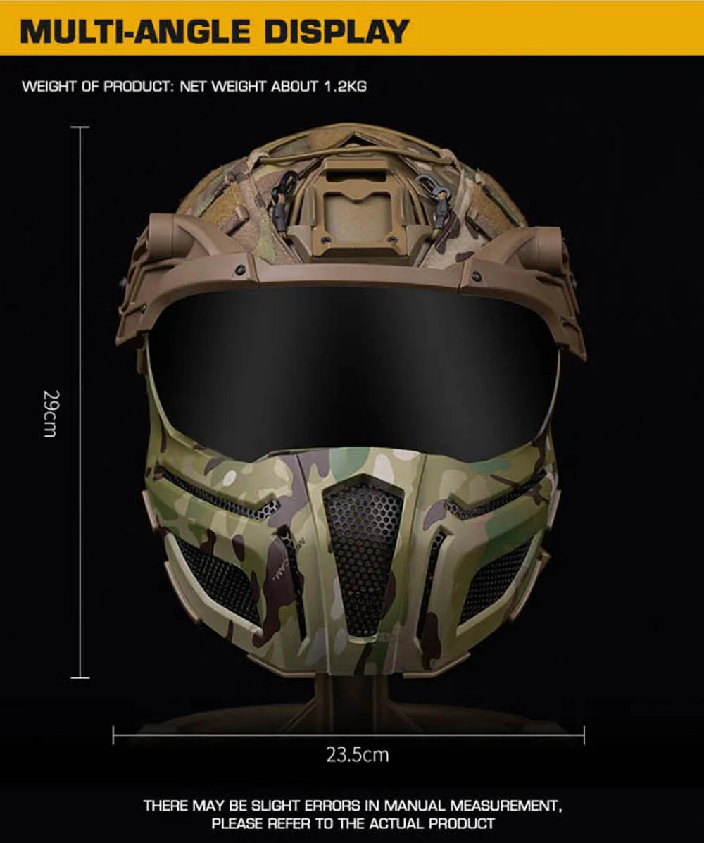 Tactical FAST Helmet Half Face Mask With Flip Goggles Black/Clear 2Pcs Lenses for Hunting Airsoft CS Game Paintball Mask Gear - Big Tim's Magic Emporium