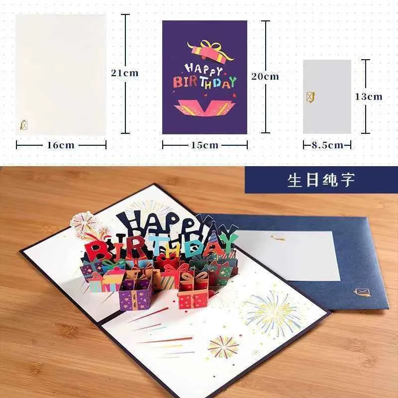 Happy Birthday Greeting Cards 3D Pop Up Card Birthday Cake Greeting Cards with Envelope Birthday Gifts to Family Friends Lovers