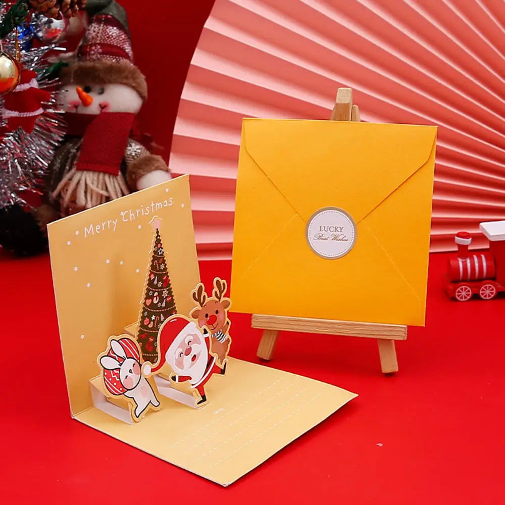 Happy Birthday Card Christmas Gift Card 3d Birthday Cake Pop-Up Greeting  with Envelope Christmas Invitation Cards for Kids