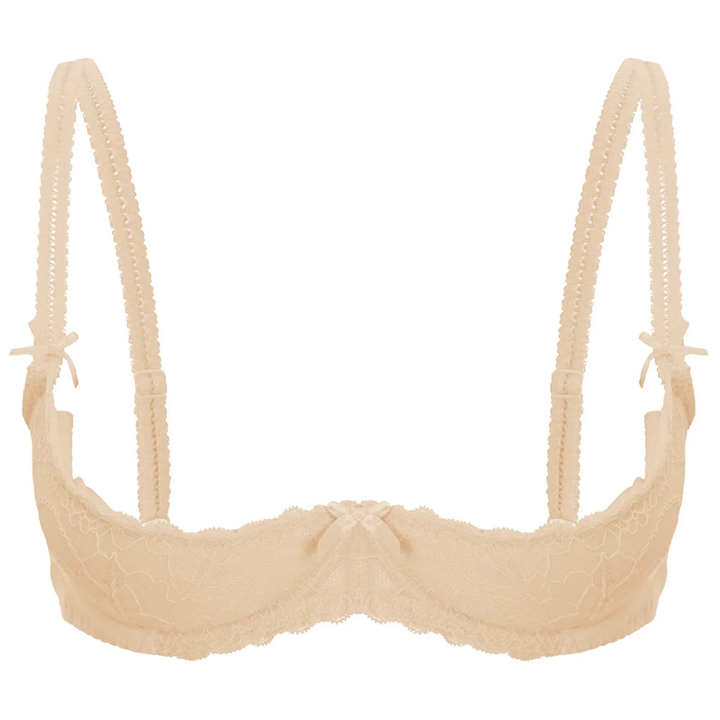 Lace Underwire Half-Cup Push-Up Bra