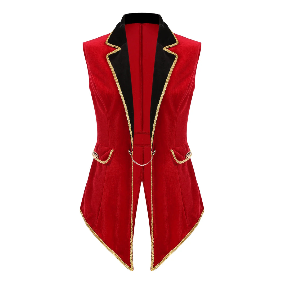 Velvet Circus Ringmaster Tailcoat Vest Marching Band Halloween Showman Outerwear