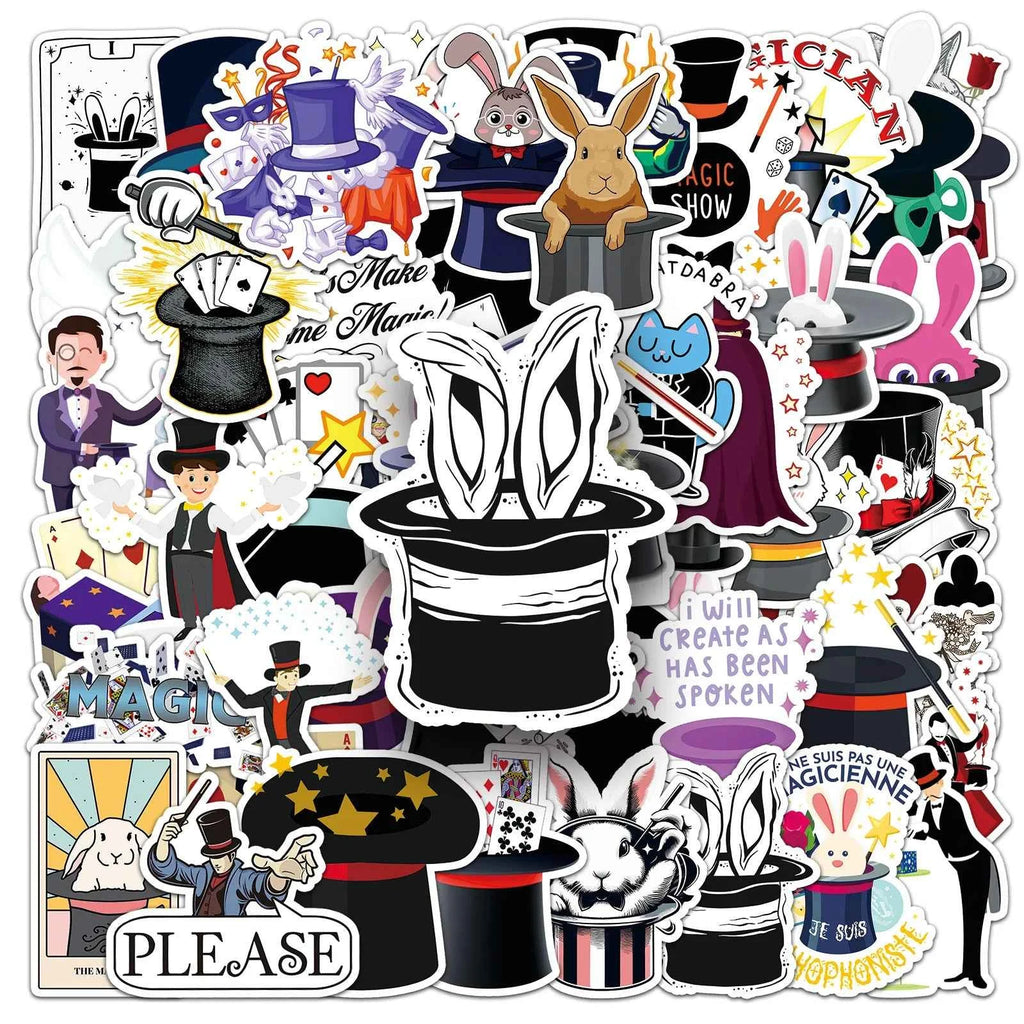 53PCS Magician Sticker Cartoon Creative Graffiti Magic Material Can Decorate Luggage Gift Stationery Waterproof Sticker Kids Toy