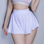 Ice Silk High-Waist Split Flared Mini Shorts High-Stretch Micro Hot Pants