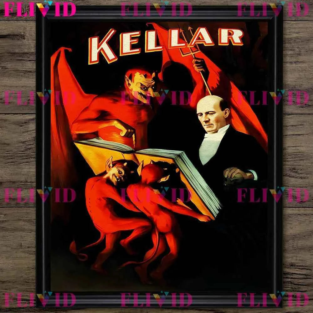 Whispers Of The Devil And The Magician Vintage Wall Art Canvsa Painting,Magician Promotional Vintage Poster And Print Home Decor