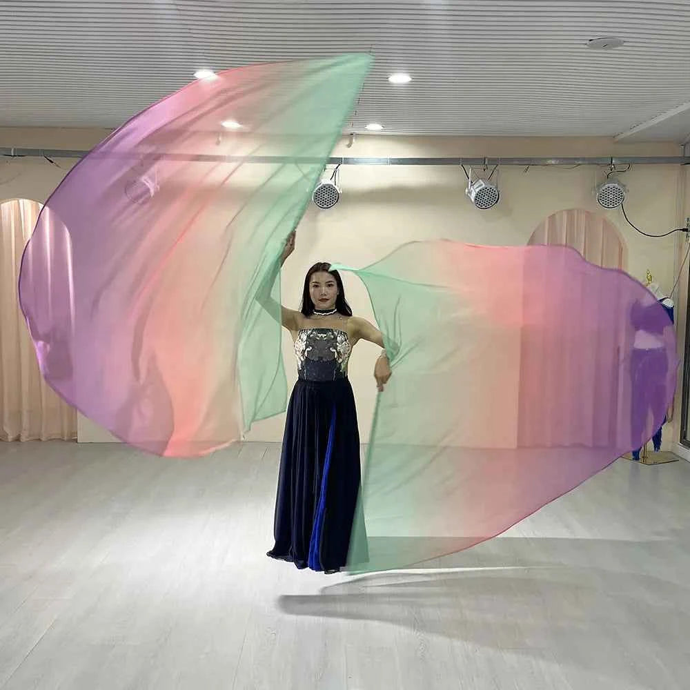 Belly Dance Props 1.9*1.4 Semi-Round Flags Colored Scarves Multi-Color With Telescopic Sticks Stage Performance Accessories New
