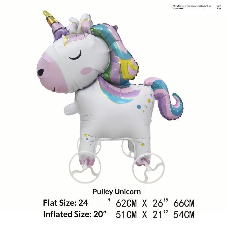 For Kids Birthday Party Decoration Baby Shower 4D Cartoon Foil Balloons Elephant Stand Walking Balloon With Wheel