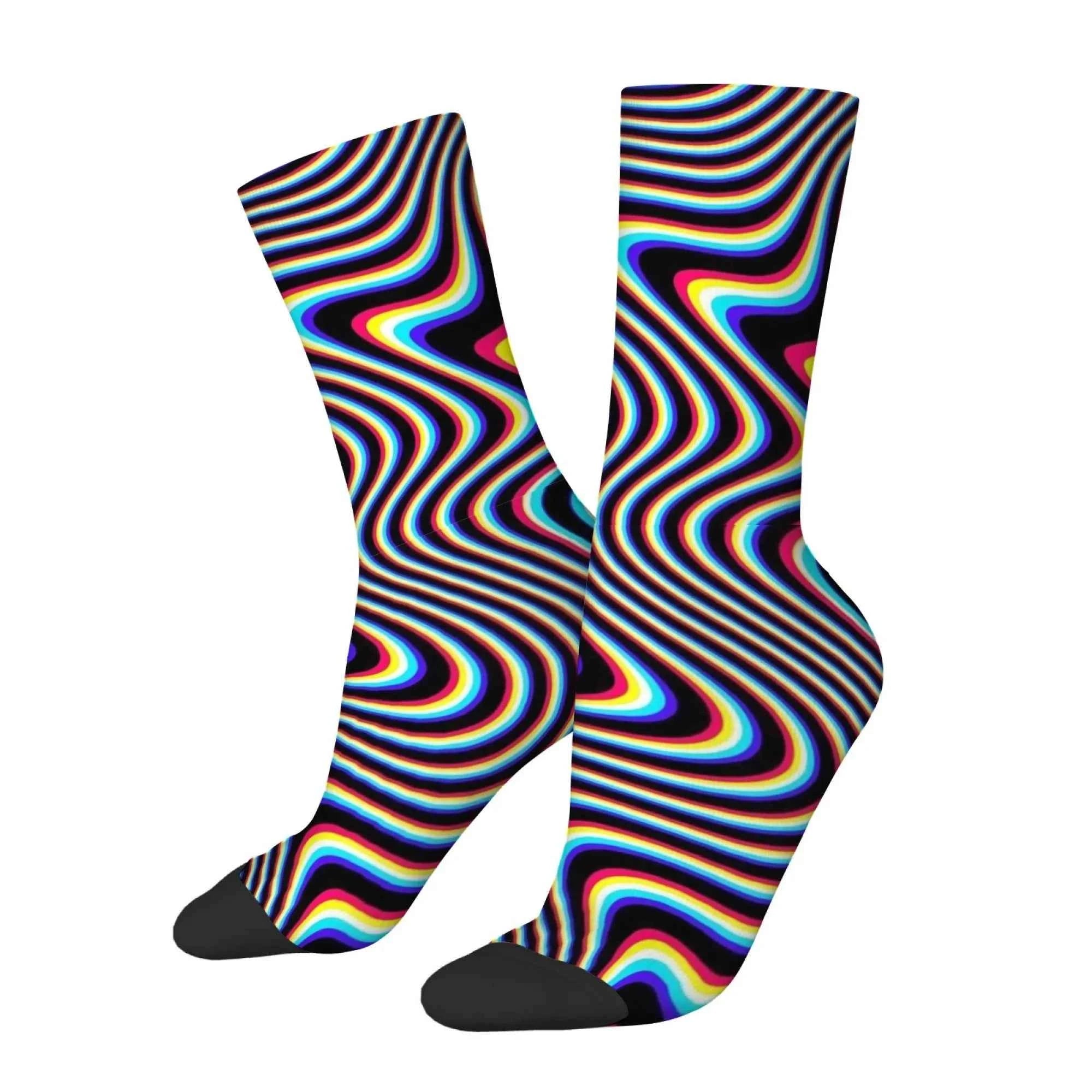 Optical Illusion Fluid Novelty Men's Socks Op Art Crazy Street Hip-Hop Funny Socks Breathable Anti-Slip Casual Sports Socks Gift