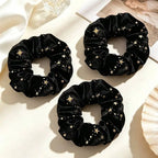 Vintage-Inspired Velvet Gold Star Hair Scrunchies 6-Piece Set