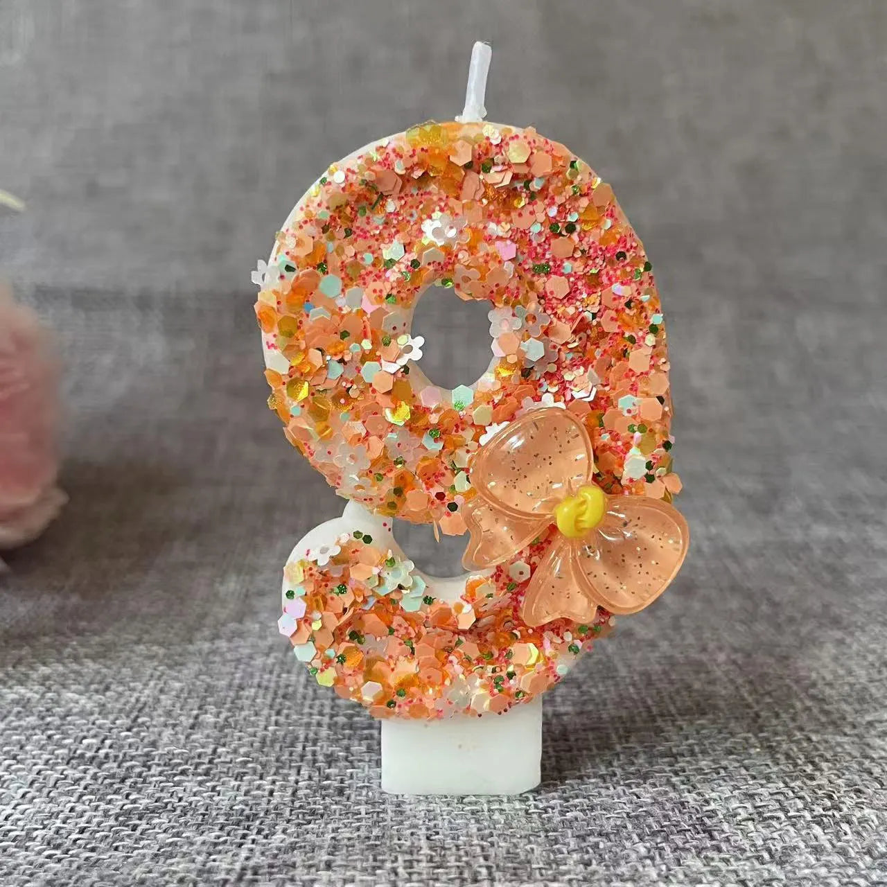 Birthday Candle Bow Orange Creative Ceremony Surprise Digital Decoration Candle Flower Style