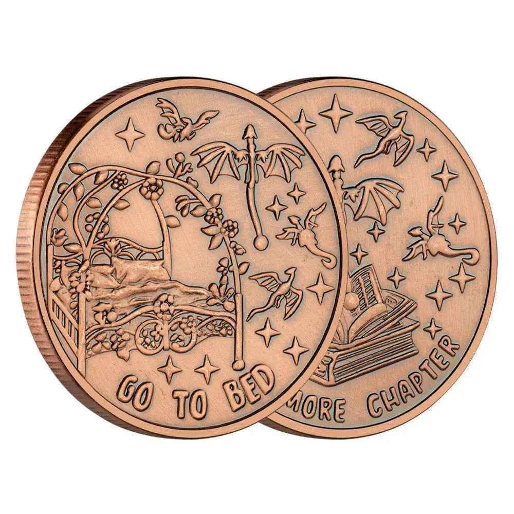 New Red Copper Magic Decision Coin Go To Bed or One More Chapter Creative Souvenir Coins Home Decor