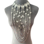 Long Tassel Rhinestone Glass Necklace