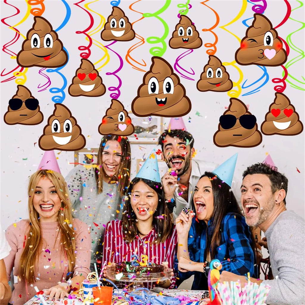 1 Set Funny Poop Party Hanging Swirls Decoration Hard Card Poo Brown Hanging and Foil Hanging for Birthday Party Favors Decor - Big Tim's Magic Emporium