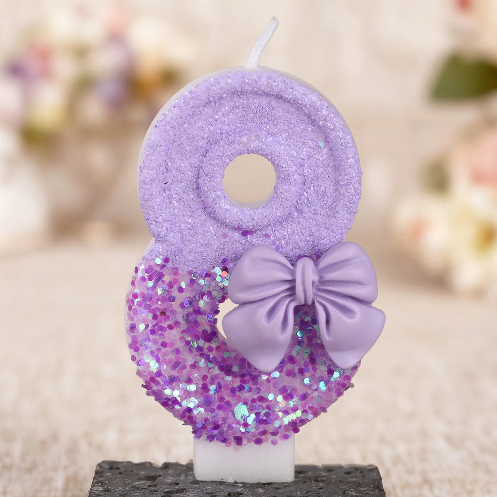 Digital candle purple bow birthday cake party candle birthday digital candle dinner candle