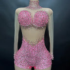 Sexy Mesh Lace Bodysuit Playsuit – Sheer Stage Costume for Nightclub, Dance & Performance | Stardust Starlets