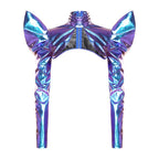 Metallic Shoulder Armor Shrug Crop Top & Sleeves Futuristic Pauldron Stage Costume