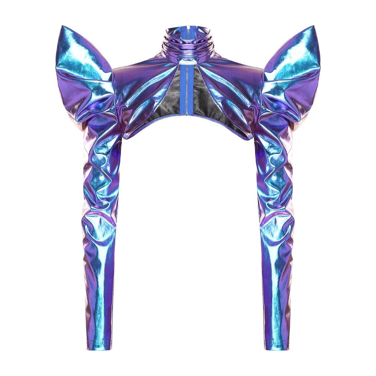 Metallic Shoulder Armor Shrug Crop Top & Sleeves Futuristic Pauldron Stage Costume