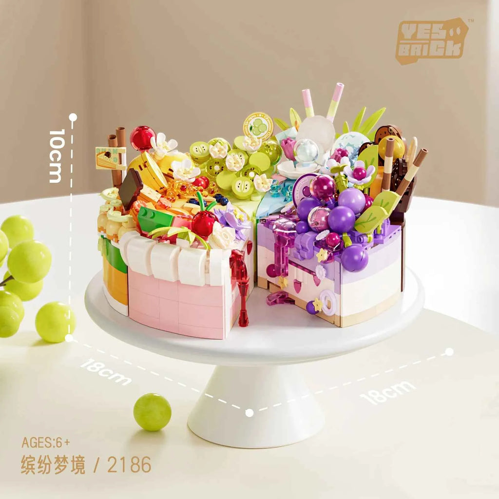 Birthday Cake Shape Building Blocks, Mini Assembly Bricks Ornament, Intellectual Educational Toy for Children Holiday Gifts