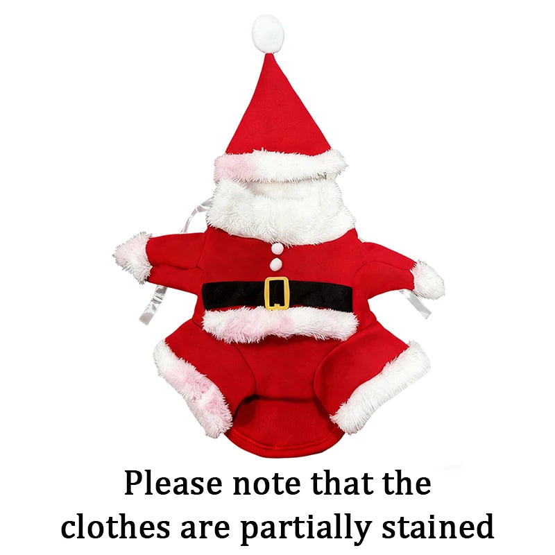 Christmas Pet Costumes Cute Kitten Santa Claus Clothes For Small Medium Dogs Cats Holiday Party Dress Up Apparel Sphynx Outfits