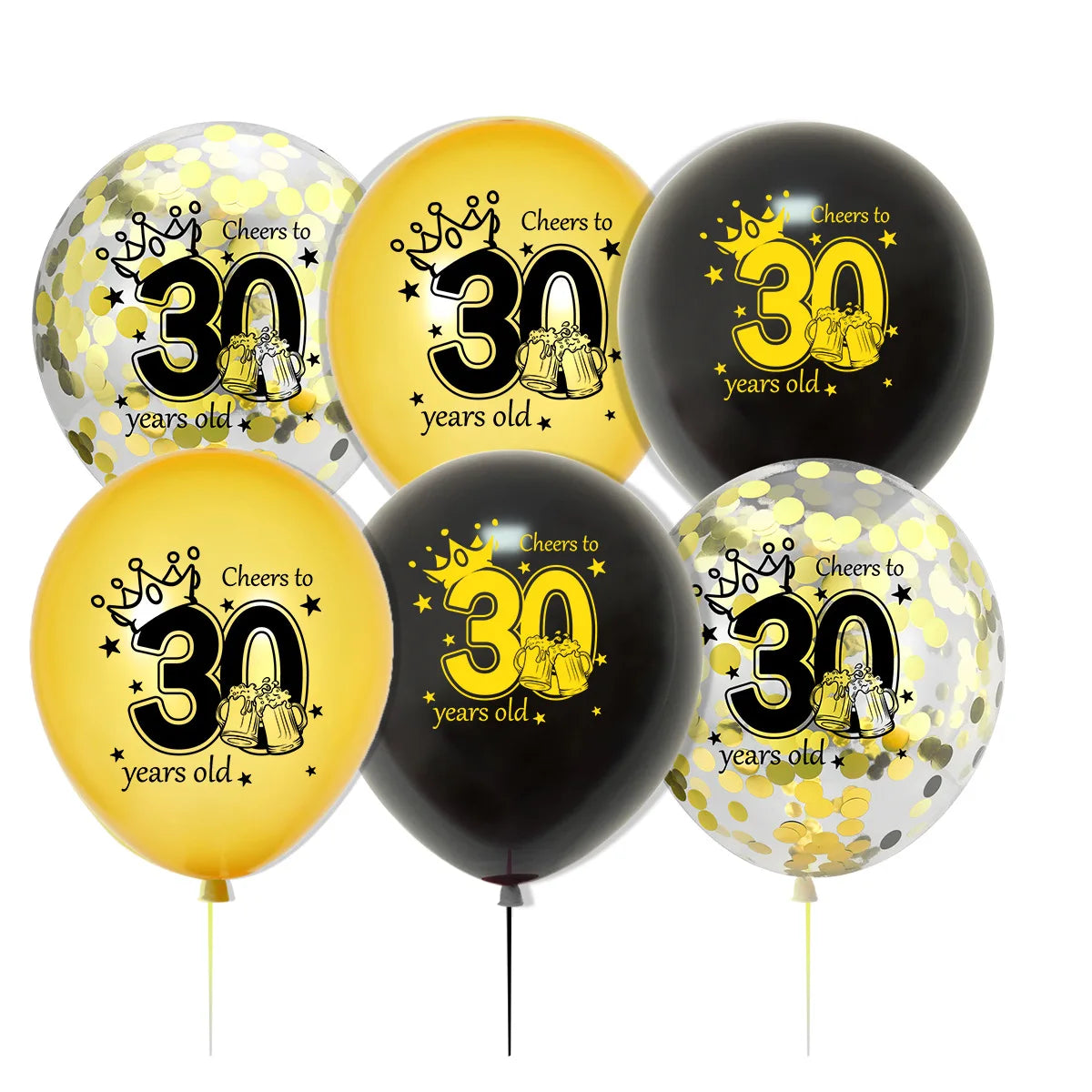 12pcs Happy Birthday Party Balloons 30th 40th 50th 60th Birthday Party Black Gold Latex Balloons Adult Birthday Party Decoration