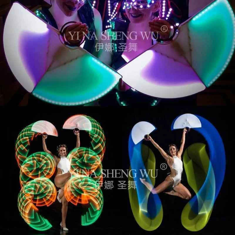 LED Luminous Fans Stage Show Props Jazz Dance Creative Multi-color LED Luminous Semicircle Fan Bar Nightclub Atmosphere Props