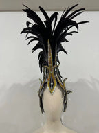 The Stardust Dark Empress – Premium Black Feathered Carnival & Gogo Headdress