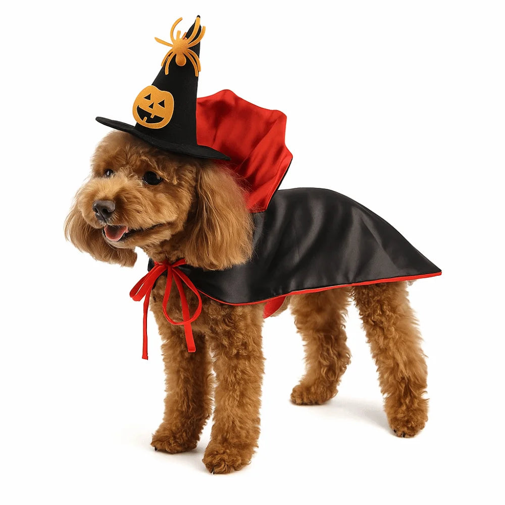 Stand-collar Halloween Pet Costume Adjustable Easy To Wear Cat Cosplay Cloak Soft Fabric Pet Supplies Kitten Puppy Dress Party