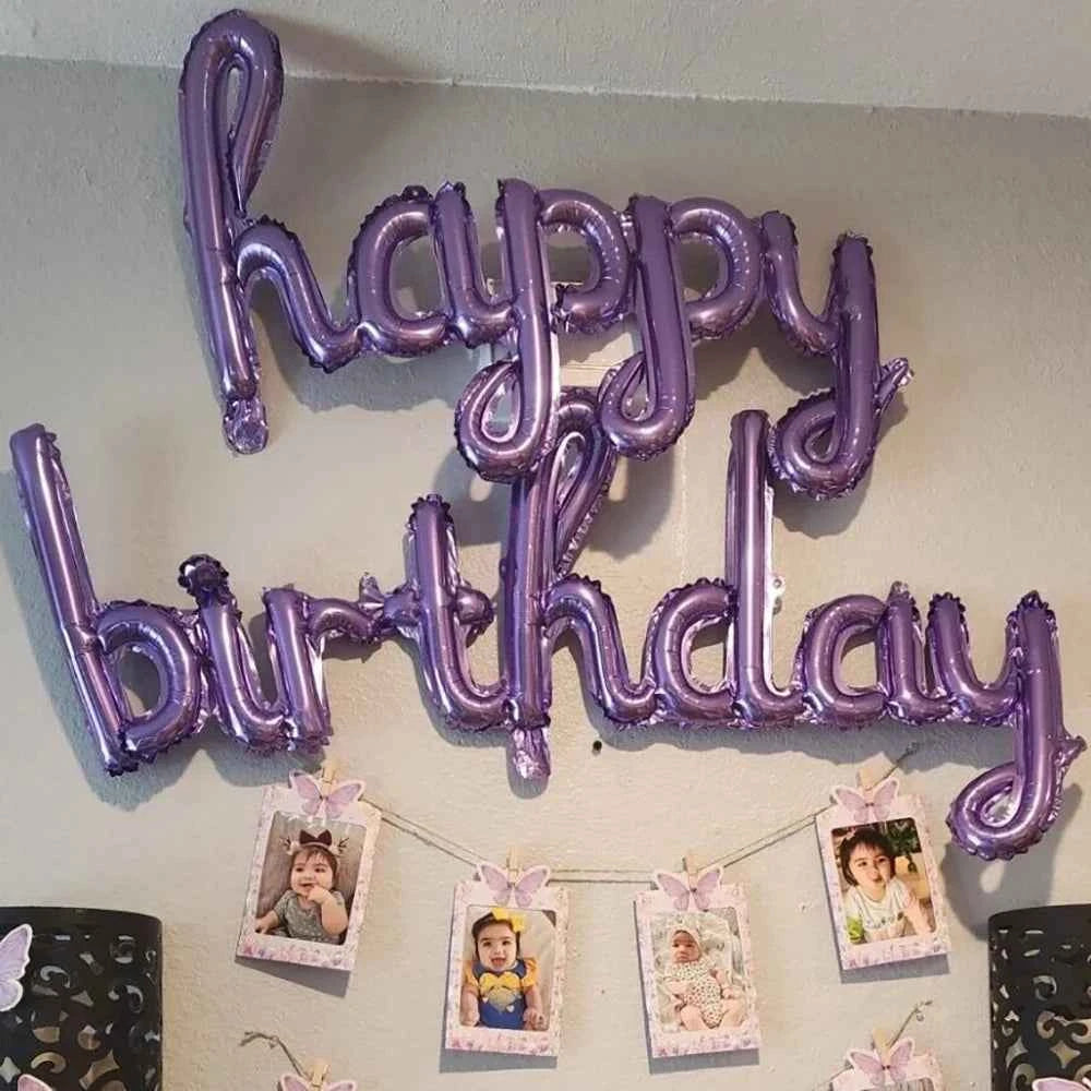 2pcs/Pack Black Pink Happy Birthday Balloons Aluminum Foil Party Decorations DIY Home Accessories for Birthday Celebrations
