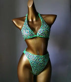 Nightclub Bar Sexy Disco Pole Dance Crystal Bikini Costume DJ Dancer Club Party Rave Outfit Pink Rhinestones Bra Set Stage Wear
