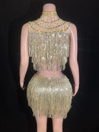 Showgirl-Inspired Two-Piece Crop Top & Shorts Dance Costume