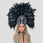 Caribbean Carnival Graduation Ball Feather Headdress & Stage Hair Accessory