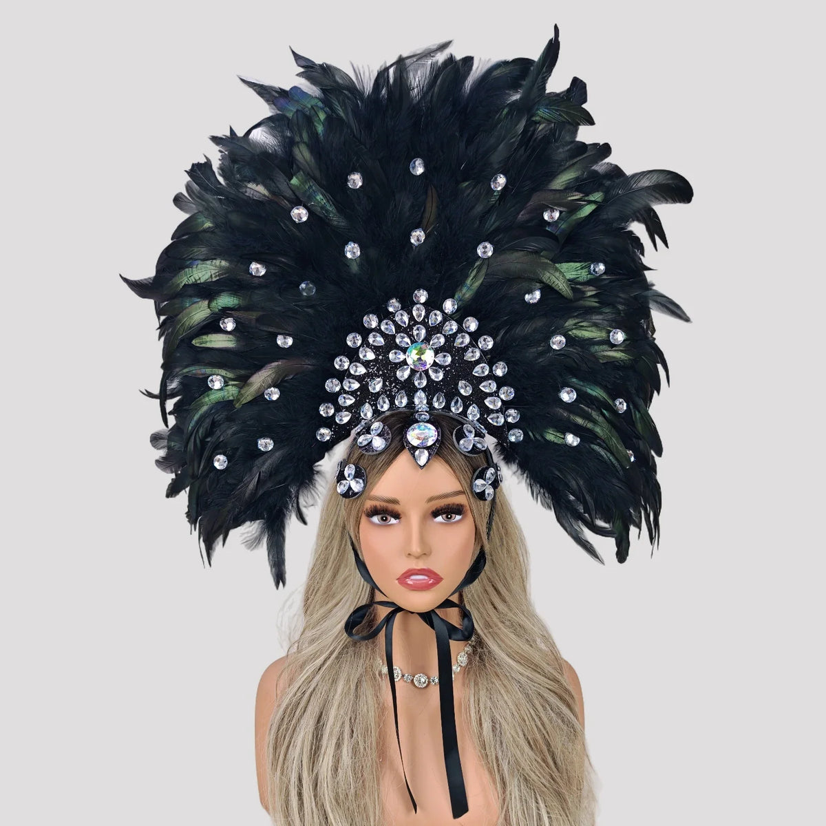 Caribbean Carnival Graduation Ball Feather Headdress & Stage Hair Accessory